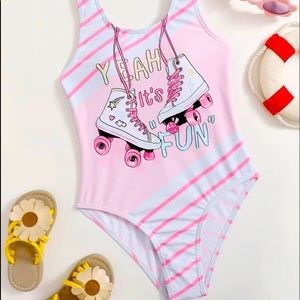 Fun roller skate around the neck girls swim suit